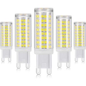 G9 Led Bulbs White 6000K(7W) 40W 60W 75W Halogen Equivalent, T3/T4 G9 Bi-pin Base Chandelier Light Bulbs for Indoor Lighting, Dimmable, Pack of 5