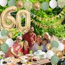 60th Birthday Decorations for Men Women, Sage Green White Gold Balloons With Happy 60th Banner, Cake Topper, Number 60 Foil Balloon for 60 Year Old Party Decoration