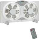 Tornado 9 Inch Window Fan with 3-Speed Settings and Detachable Base, Remote Control Window Fan for Home, Dual Fan, 23.5-35.4 Inch Expandable, 3 Function Modes (Cooling/Exhaust/Circulation), White