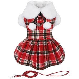 Sebaoyu Dog Sweater Dress, Winter Cute Warm Fleece Dog Sweater Dresses for Small Dogs Girl, Chihuahua Yorkie Soft Pet Doggie Coat Clothing Flanne Lining Cat Apparel (Red, M)