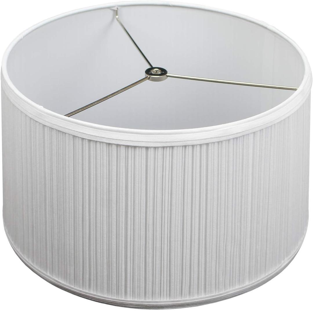 20" Top Diameter x 20" Bottom Diameter 12" Height Fabric Drum Lampshade Spider Attachment (Pleated Mushroom White)
