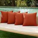 MIULEE Pack of 4 Decorative Outdoor Throw Pillow Covers Linen Waterproof Pillow Covers Summer Farmhouse Cushion Cases for Patio Garden Tent Balcony Couch Sofa 18x18 Inch Burnt Orange