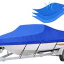 iCOVER Trailerable Boat Cover- 14'-16' Heavy Duty Waterproof Tarp Covers, Fits V-Hull, Fish&Ski, Pro-Style, Fishing, Runabout, Bass Boats, up to 14ft-16ft Long and 68" Wide