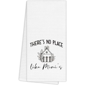 Mimi Gifts Kitchen Towels, Housewarming Mother's Day Mimi Gifts from Grandkids Hand Towels for Bathroom Decor, There's No Place Like Mimi's Dishcloths Dish Towel for Kitchen 16x24 Inches
