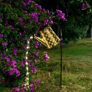 Garden Decor Solar Lights Outdoor Large Hanging Waterproof Watering Can Landscape Lights Outside Decorations for Yard Front Porch Patio Backyard Gardening Gift for Mom Grandma Women Birthday