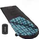 KingCamp Sleeping Bag for Adults, Cold Weather & Warm XL Big and Tall Flannel Sleeping Bags with Compression Sack Portable Waterproof Essentials Gear Accessories for Outdoor Camping (Left Zip, 90" x 35" | 8~45F BLACK)