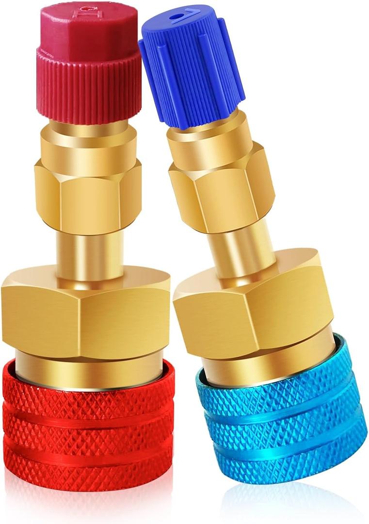 Boltigen R1234yf to R134a Adapter, R1234yf Adapter, High & Low Pressure Side 1234yf Adapter, R1234yf Quick Coupler Convertion Connector, for R134a System Convert to R1234yf System Refrigerant Recharge (Blue and Red)