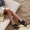 KuaiLu Womens Sandals Black Size 7.5 (Black)