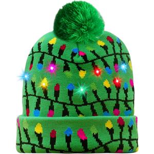 Christmas Hat Light Up Hat LED Christmas Knitted Hat Colorful Xmas Hats for Kids Adults Hats Winter Snow Christmas Holiday Party Gifts