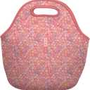 Sok It LunchTote Zippered Bag Insulated Neoprene Caddy (Blushing Blooms, Large 4.5 Quart Lunch Tote)