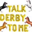 Talk Derby to Me Balloons Banner, Kentucky Derby Party Banner, Horse Racing Party Decoration for Kentucky Derby Day Party, 13pcs Foil Letter Balloons and 4pcs Horse Foil Balloons