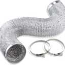 Cenipar Dryer Vent Hose-4 inch Ducting Vent Hose Flexible Aluminum Foil Non-Insulated (4 inch 8 feet) with 2 Clamps (Silver)