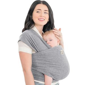 KeaBabies Baby Wrap Carrier - All in 1 Original Baby Carrier Newborn to Toddler Sling, Easy to Wear, Hands Free Bonding, Lightweight, Breathable Infant Wraps (Classic Gray) One Size (Pack of 1)