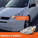for 2004-2005 Toyota Sienna Headlights Assembly Compatible with 04 05 Sienna Headlamp with Chrome Housing Amber Reflector Replacement Driver & Passenger Side