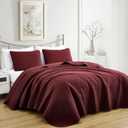 Chezmoi Collection Luca 3-Piece Oversized Bedspread Set, King Size, Burgundy - Summer Quilt Lightweight Microfiber Bedspread 118 x 106 - Floral Medallion Pattern Coverlet for All Season