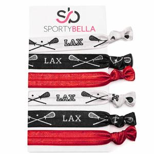 Infinity Collection Lacrosse Hair Accessories, No Crease Lacrosse Hair Ties for Lacrosse Players, Teams, Moms, Coaches (Red)