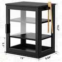 WOWLIVE Black Bread Box for Kitchen Countertop, Large 3 Layers Bread Storage Container for Homemade Bread with Window, Farmhouse Breadbox Organizer for Kitchen, Cabinet, Pantry (Black, Meduim)