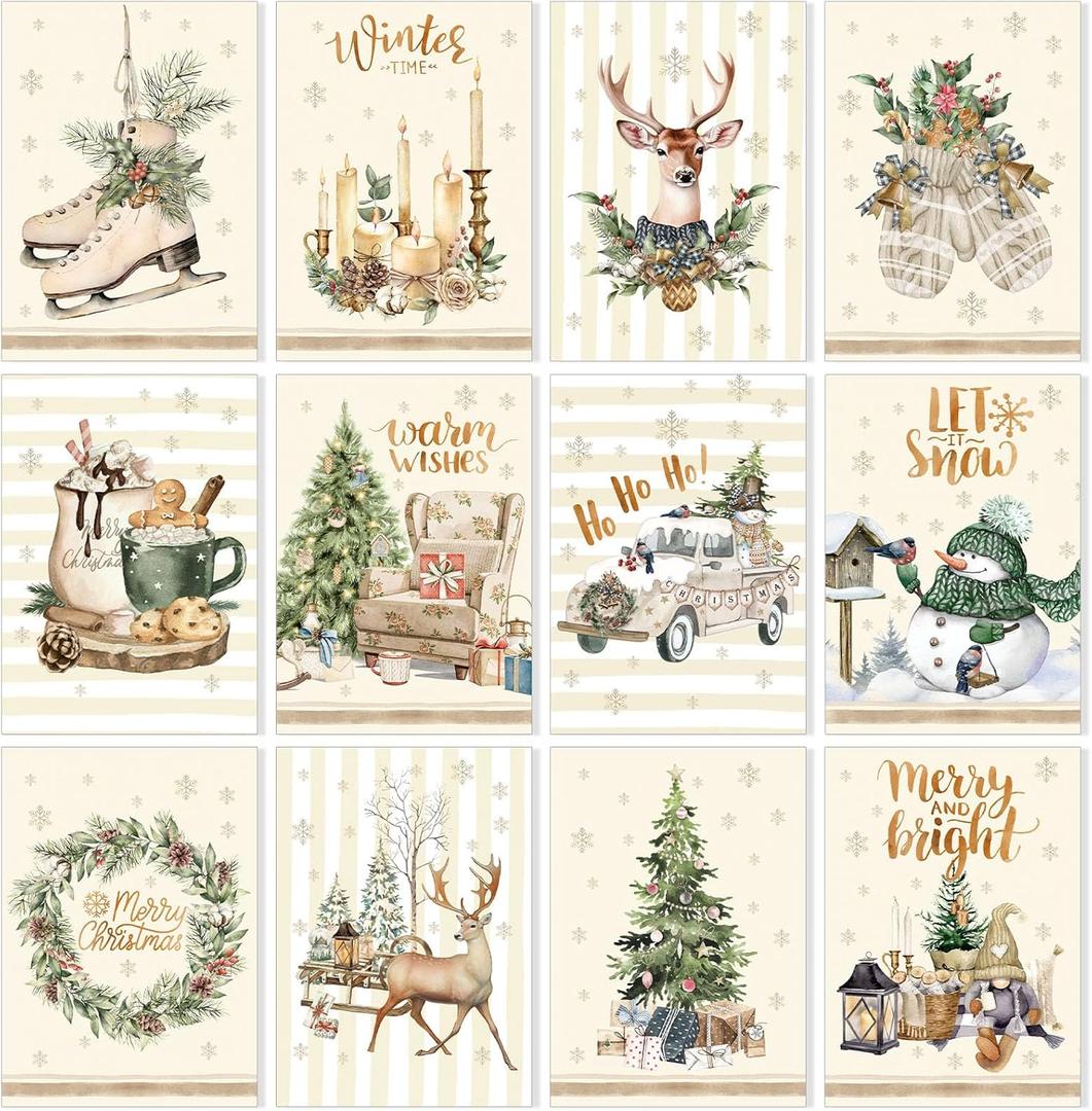 VioraWhite 12 Pcs Seasonal Diamond Art Set for Adults Holiday Theme Diamond Painting Kits for Women DIY Cartoon 5d Rhinestones Crafts Gifts with Tools for Home Wall Decoration(Snow)