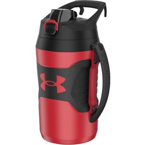 Under Armour Half Gallon Water Bottle Insulated, 64oz Insulated Water Bottle with Handle, Sports Water Jug, Fence Hook, Leak Resistant, for Baseball, Football & More (Red/Black)