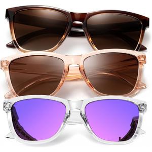 KALIYADI Womens-Sunglasses Polarized Sunglasses-Womens Trendy: Retro Sun Glasses with UV Protection for Travel Driving A21-brown/Purple/Gradient Brown, Multicolor