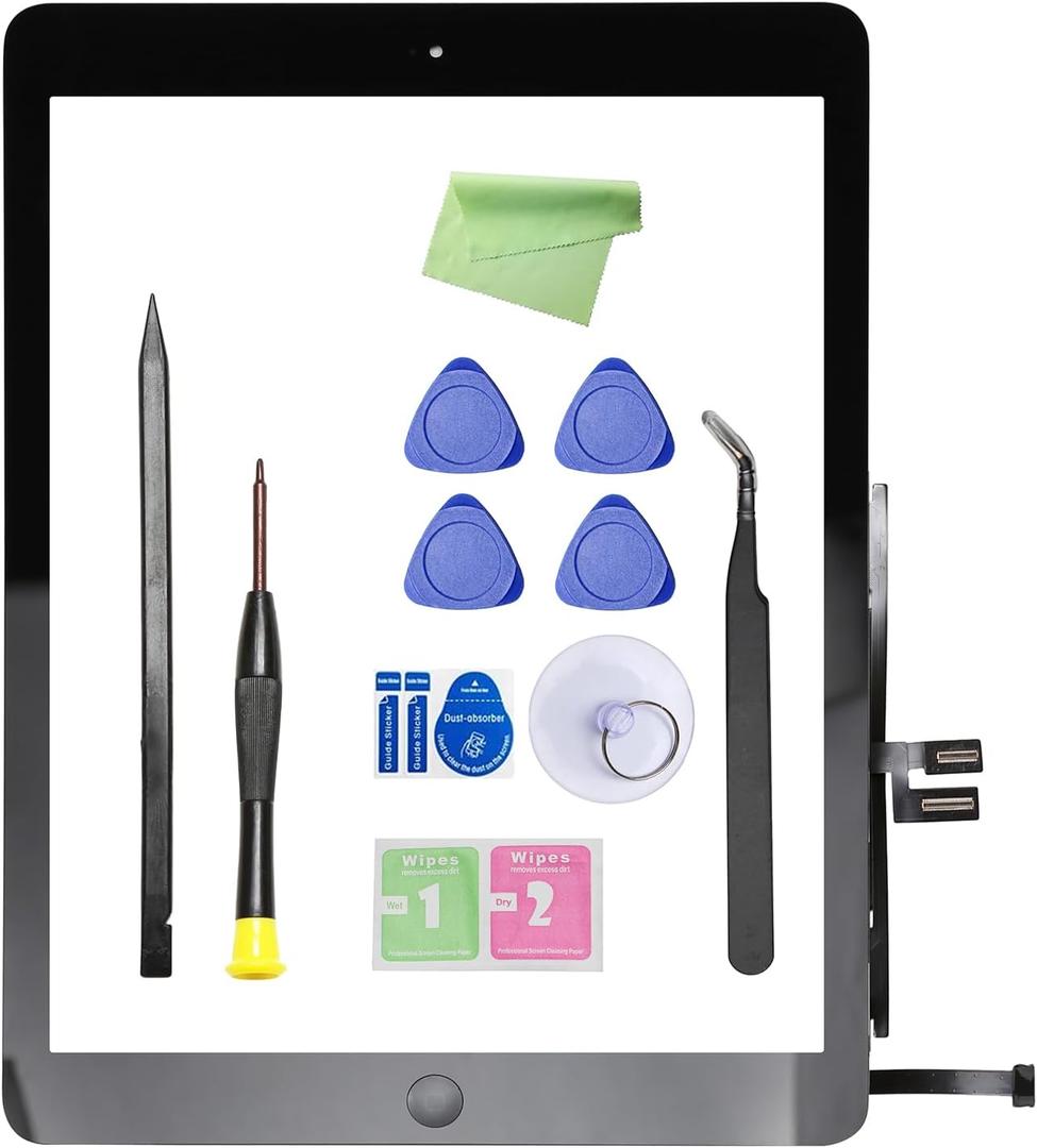Screen Replacement for Ipad 9th - Digitizer Replacement Parts Kits for Ipad 9th Generation 2021 10.2 Inch Model A2602 A2603 A2604 A2605 with Home Button & Repair Tools Kits (Black)