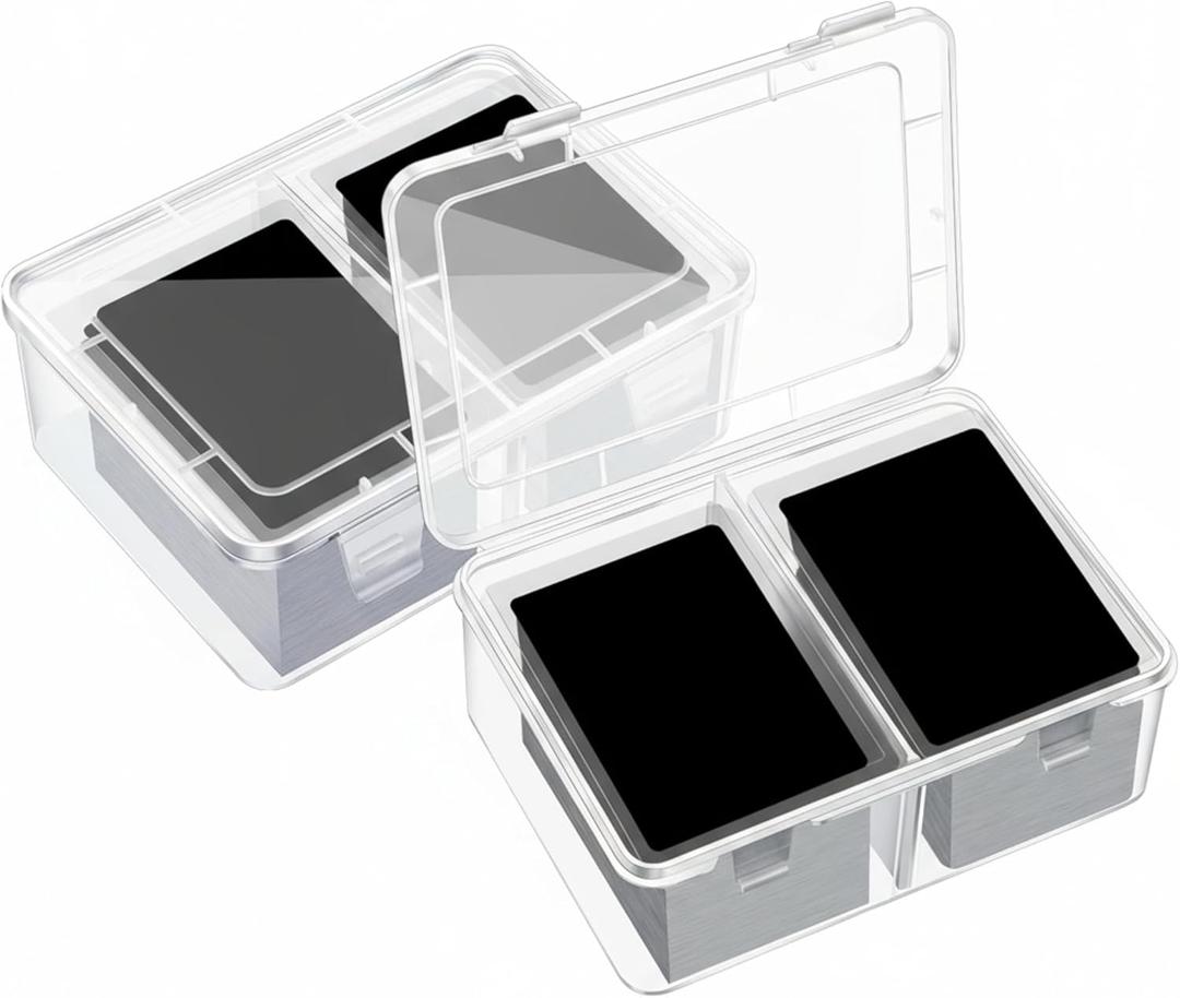 Vicenpal 300 Card Storage Box Compatible with Mtg TCG Clear Plastic Trading Card Storage Box with Removable Divider Hard Trading Deck Case for Baseball Football Game Organizer Collector(2 Pcs)