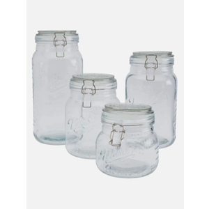 Mason Jar Kitchen Canister Set 4 Pc Jumbo Glass Jars Kitchen Storage Clamp Lid