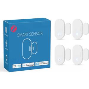4 Pack Zigbee Door Sensor, Mini Smart Contact Sensors for Doors, Home Automation, Compatible with SmartThings, Alexa, Home Assistant, Hubitat, Aeotec and Homey (Zigbee Hub Required)