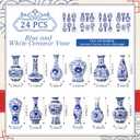 Maxcheck 24 Pcs Porcelain Blue and White Vase Mini Chinoiserie Bud Vase Vintage Ceramic Oriental Handmade Chinese Flower Jardiniere for Home Office Shelf Table Centerpieces Decor