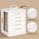 360 Rotating 5Drawers Jewelry Box with Top Handle & Glass Window, Spacious Vertical Jewelry Organizer, Jewelry Storage Case, Dustproof & Moistureresistant Design. (White)