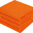 Homaxy 100% Cotton Waffle Weave Kitchen Dish Towels, Ultra Soft Absorbent Quick Drying Cleaning Towel, 13 x 28 Inches, 4-Pack, Orange