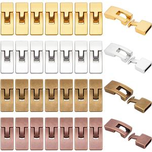 PandaHall 32 Sets 10mm Leather Cord End Clasp 4 Colors Tibetan End Lock Rectangle Jewlery Clasps for Bracelet Necklaces Jewelry Making