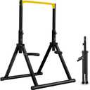 DOBESTS Power Tower Pull Up Bar Free Standing, Adjustable Foldable Pull Up Station, Home Gym Strength Training Equipment 700LBS (Black Style 4-Yellow Bar)