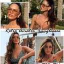 Oversized Aviator Sunglasses for Women Men 70s Trendy Sardine Big Sun Glasses Gold Metal Frame Shades (Gold/Clear Brown)