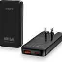 65W Flat USB c Wall Charger,Folding Travel Dual Port USB Wall Charger, for Laptops, Tablets, Phones, Black (Black-New)