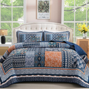 DIY Patchwork Quilt Set California King size Navy blue 112x86