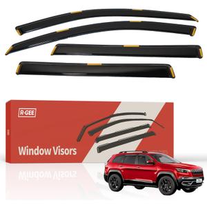 R-GEE in-Channel Window Rain Guards Fit for Jeep Cherokee 2014-2023, Window Vent Wind Deflectors Visors Shades Exterior Car Accessories, 4 Pieces