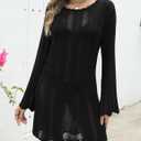 VIMPUNEC Crochet Swimsuit Coverup for Women Summer Bathing Suit Cover Ups Swimwear Beach Dress (Black, S)