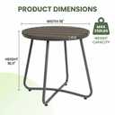 danpinera Outdoor Side Tables, HDPS Patio Table with Metal Legs, 18 Inch Outdoor Small Round Table for Garden, Backyard, Porch, Deck, Balcony, Poolside