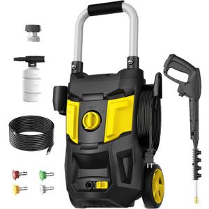 Electric Pressure Washer - 4500 PSI 2.8 GPM Electric Power Washer with 35FT Power Cord, 4 Different Nozzles, Soap Cannon for Car, Garden, Yard, House, Yellow