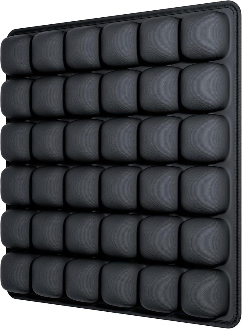 3D Air Cell Inflatable Pressure Relief Seat Cushion with Anti-Slip on The Bottom, Sondur Travel Cushion, Self-Inflating Portable Seat Pad Suitable for Office Chair, Car Seat, Home Living, Wheelchair, Black