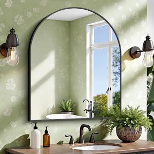 CIRCUMI Arched Wall Mirror, 30"x36" Black Arched Mirror with Tempered Glass, Metal Frame, Large Size for Bathroom, Living Room,Entryway,Over Sink, Arch Mirror for Decor,Shatterproof&Crystal-Clear