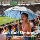 LIDOMPO 68 Inches Uv Protection Golf Umbrella For Sun Protection With Large Windproof Vented Double Canopy, Push-Button Auto Open Turquoise/Silver
