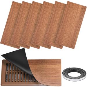 Shihanee 6 Pcs Magnetic Vent Covers for Home Floor Vent Covers with Magnetic Strip for Floor Wall Ceiling Rv HVAC Furnace(5.5 x 12 Inch,Wood Grain Color)