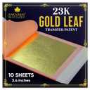 Barnabas Blattgold Gold Leaf - 23.75K Real Gold [10 Sheets, 3.4 inches] - Transfer Patent for Painting, Arts and Crafts