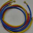 2025 Upgrade 21985 Plus II 1/4" Refrigerant Charging Hose, 60 (5FT), Standard 1/4" Flare Fittings, for R410A, R134A, R22 and All Common Refrigerants, Yellow/Red/Blue (3-Pack)