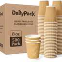 500 Pack 8 oz Coffee Cups, Insulated Ripple Wall Hot Coffee Cups for Home, Office, Hotel, Meetings, Parties