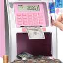Fishboy Talking Pink ATM Piggy Bank for Kids with Dual Debit Cards, Power-Off Memory, Auto-Opening Drawer for Real Money for Girls, Onekey Shutdown, Bill Feeder, Coin Recognition, Balance Calculator