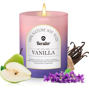 Pear/Violet/Vanilla Scented Candles, Three Different Scents in 35 Hours of Burning Time, Aromatherapy Candle, Soy Candles, Relax and Soothe The Body, Gift Must Have List, 5.3oz