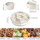 Vegetable Serving Tray with Lid and Handle, 12-Inch Rotating Fruit Tray with 5 Divided Sections & Center Bowl, Round Veggie Tray Container for Family Snacks, Parties & Movie Nights